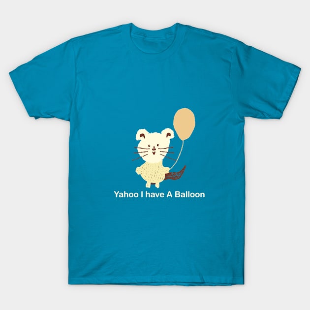 Cat With Balloon Cute Illustration T-Shirt by sugamiart